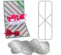 2PCS Advanced Twist and Pop Christmas Dies for Card Making Xmas Hats Rectangualr Frame Metal Cutting Dies for DIY Scrapbooking Paper Crafting Embossing Metal Die Cuts Stencil Template Mould ArtsCrafts