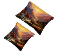 2Pcs Aesthetic Moonlight Flamingo-1310 Pocket Cosmetic Bag for Purses, Waterproof Makeup Bag Cosmetic Pouch, Portable No Zipper Makeup Bag, Multicolor 06, A：7.1x5.8in/18x14.8cm，B:4.7x4.5in/12x11.5cm