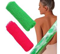 2PCS African Net Sponge, 30x12 Long Elastic Nylon African Exfoliating Net, Red and Green Washcloth, Absorbent Quick Drying Cloth for Women Men.