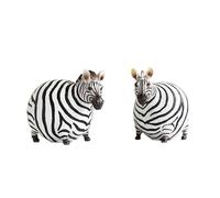 2pcs African Zebra Statue - Decorative Fat Zebra Resin Sculptures for Home, Office, Living Room & Bedroom - Unique Safari Collectible Table Art, Perfect for Bookshelf & Mantel Decor