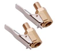 2Pcs Air Chucks for Tires, Brass Clip-On Air Chuck, Locking Quick Connect, Tire Inflator Nozzle Adapter Connect for Truck RV Auto Car Bikes Motorcycles Tire Chuck Lock On