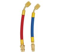 2Pcs Air Conditioning Adapter, Brass R134A to R12 Connector, 1/4 SAE Female Thread Refrigeration Tool, High Pressure with Rubber Hose for AC System Maintenance and Repair