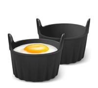 2PCS Air Fryer Egg Poacher Nonstick Silicone Ramekins Egg Bites Molds Maker Reusable Fried Egg Ring Moulds for Egg Frying Shaping Pancakes Mini Burger Microwave Baking Cups