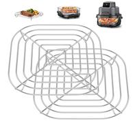 2Pcs Air Fryer Rack,Stainless Steel Air Fryer Accessorie,20x20cm Square Bacon Racks,Stackable Basket Grill Rack for Cooking Cooling Steaming Baking Roasting
