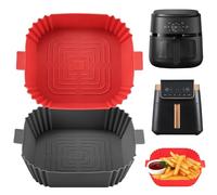 2pcs Air Fryer Silicone Liner Baking Tray Reusable Non-Stick | Air Fryer Accessories Square Air Fryer Liners Reusable for Philips 4.1 L-4.2L,Russell Hobbs 4L 4.3L and Other Air Fryer 4L-5L
