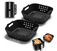 2PCS Air Fryer Silicone Liners for Ninja Double Stack 7.6L Air Fryer SL300UK, Dual Reusable Air Fryer Silicone Liners Ninja Double Stack Air Fryer Accessories for Ninja AF400UK, AF451UK