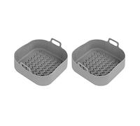 2Pcs Air Fryer Silicone Pot Reusable Air Fryer Silicone Basket Heat Resistant Square Silicone Baking Pan Air Fryer Accessories Paper Liners Replacement for Oven Microwave