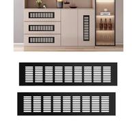 2Pcs Air Vent Covers for Floor, Cabinet, Wall, Ceiling 8 x 40 CM Rectangle Air Vent Grille Cover Cupboard Vents Fridge Vent Louvred Wall Vent Grille Black