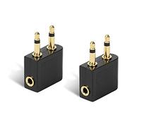2pcs Airplane Airline Flight Adapters for Headphones,Airplane Headphone/Earphone Socket Adaptor,3.5mm Golden Plated Jack Airline Earphone Adapter,For Sony,Bose,Beats,JVC,Sennheiser,Betron etc