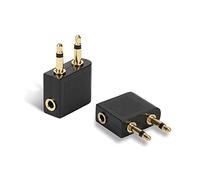 2pcs Airplane Flight Headphone Adapters,3.5mm Golden Plated Jack Airline Earphone Adapter,Airline Flight Adapters,Suitable for Sony,Bose,Beats,JVC,Sennheiser,Panasonic,Betron etc