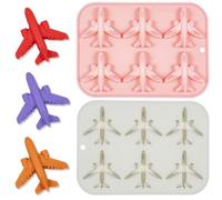 2PCS Airplane Fondant Silicone Mold, 3D Airplane Ice Cube Tray, Cute Ice Cube Molds for Whiskey Bourbon, Plane Shapes Ices Cubes Trays, Plane Shape Baking Mould for Mousse, Jellies, Cake Decorating