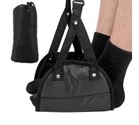 2pcs Airplane Footrest - Travel Foot Hommock with Memory Foam, Portable Travel Footrest Flight Hand Luggage Footrest Height Adjustable Footrests Hammock (Black)