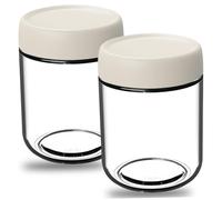 2PCS Airtight Overnight Oats Jars with Lids, 500ml Glass Overnight Oats Container, Clear Wide Mouth Mason Jars for Yoghurt, Porridge, Jam, Dressing, Spice 3.5x4.5" White with Lids