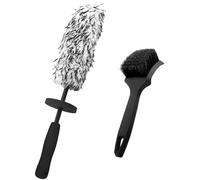 2PCS Alloy Wheel Brush, Alloy Wheel Cleaner Brush, No Metal, Soft Dense Bristles, Scratch-Free Car Detailing Brushes, Universal Car Cleaning Kit for Wheels Fenders Engine Exhaust Tips