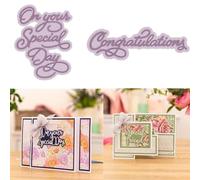 2PCS Alphabtes Metal Cutting Dies for Card Making On Your Special Day, Congratulations Letters Metal Die Cuts for DIY Scrapbooking Paper Crafting Embossing Template Carboon Steel Dies Molds