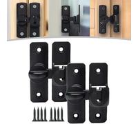 2PCS Aluminum Alloy Flip Latch, Flip Gate Latch Lock with Padlock Hole, 90 Degree Flip Sliding Barn Door Lock, Angle Door Latch Buckle, Door Stopper Lock Hook Eye Lock for Garden, Bathroom (Black)