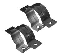 2pcs Aluminum Alloy Round Downspout Clamp Pipe Fastener Strap | Black Metal Construction with Anti-shift Retention, Quick Installation for Brick Wall or Wood Post Mounting