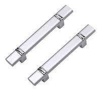 2pcs Aluminum Alloy T-Bar Pulls, Silver Modern Drawer Handles, Furniture Cabinet Levers, Kitchen Wardrobe Knobs, Retro Door Hardware