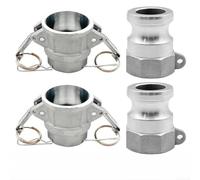 2Pcs Aluminum Cam Lock Fitting Set Part D & A, 1/2" 3/4" 1" For NPT Threaded Cam and Groove Hose Adapter for Water Oil Lines, Silver(3/4 inch)