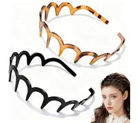 2Pcs Amber Black U-Shaped Fashion Tooth Comb Headband, Hair Accessories for Women Reversible Headband with Teeth for Women Suitable for Home or Commuting Use