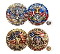 2Pcs America 250th Anniversary Coin 3D Engraved 1776 to 2026 250 Years of Freedom Commemorative Coins American Greatness Coin Gifts for July 4Th Independence Day USA Party D-Day Decoration (Medal)