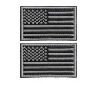 2PCS American Flag Patches,Hook & Loop Patches -Black & Gray- USA Flag for Caps Bags Vests Military Uniform Emblem Patches