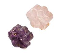 2pcs Amethyst Crystals Stones: Pocket Gemstone Guardian Sculpture Home Study Table Desk Decor Collection For Loved Ones Pet Memorial Ornament