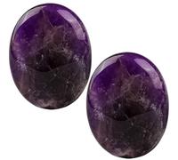 2Pcs Amethyst Worry Stone, Amethyst Crystal Thumble Worry Stone for Meditation, Calming, Relaxation, Unique Stocking Stuffers and for Women..
