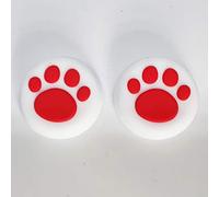 2PCS Analog Stick Thumb Stick Grips Thumbsticks Joystick Cap for PS5 PS4 Slim Pro PS3 Xbox one Xbox 360 PS2 Xbox one X S Elite DualShock 4 Switch Pro Wii U Controller White-Red Paw
