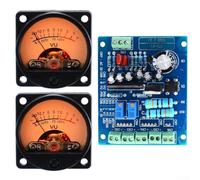 2pcs Analog VU Meter Panel Kit with Backlit Decibel Level Tester, 500uA Audio Driver Board for Stereo DIY, Blue Filament Display,