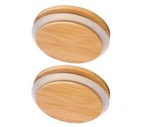 2pcs and Wood Sealing Cover Clear Jar Silicone Cup Lids Mason Cup Tops Cover Airtight Reusable Jar Lid Round Mason Can Wooden Silica Gel Oatmeal