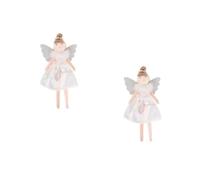 2pcs Angel Christmas Tree Ornament Plush Fabric Hanging Decor White