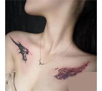 2pcs Angel Devil Wings Collarbone Shoulder Pattern Men And Women Temporary Tattoo,Waterproof Long-lasting Stickers, Fake Tattoos
