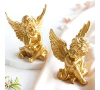 2PCS Angel Figurines for Gift - Cherub Praying Ornament, Healing Statue, Sympathy Keepsake, Sentimental Resin Figurine, 6x10cm/2.36x3.93inch Gold