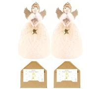 2Pcs Angel Tree Topper,26 cm High Angel Topper Christmas Tree Decorations with 2 Greetings Cards and 2 Envelopes,Christmas Trees Fairy Topper for ChristmasTrees Decorations and Home Decor
