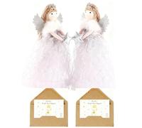 2Pcs Angel Tree Topper,26 cm High Angel Topper Christmas Tree Decorations with 2 Greetings Cards and 2 Envelopes,Christmas Trees Fairy Topper for ChristmasTrees Decorations and Home Decor