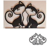2PCS Animal Cat Metal Die Cuts,Love Wedding Spring Animal Cat Pet Flower Cutting Dies Cut Stencils for DIY Scrapbooking Album Decorative Embossing Paper Dies for Card Making