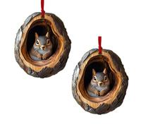 2PCS Animal Christmas Ornaments - 2D Acrylic Forest Animal Pattern Hanging Decorations for Christmas Tree, Keepsake Gifts for Home Holiday Decor (C)