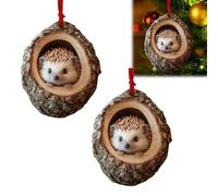 2PCS Animal Christmas Ornaments - 2D Acrylic Tree Hanging Decoration for Home, Forest Keepsake Gifts (B)