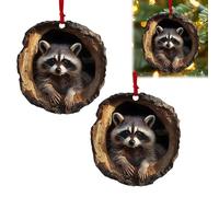 2PCS Animal Christmas Ornaments - 2D Acrylic Tree Hanging Decoration for Home, Forest Pattern Keepsake Gifts (A)