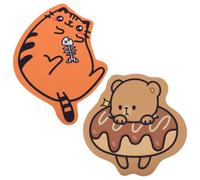 2pcs Animal Mouse Pad Cartoon Brown Bear Cat Rubber Desk Protector | Stitched Edges, Portable Size, Home and Gaming Use, Chic Charming Style for Computer Setup