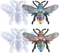 2PCS Animal Silicone Mold Large Epoxy Resin 3D Unique Animal Pendant Wall Hanging Mould Resin Accessories Insect Series Chocolate Cake Fondant Decorating Silicone Mold (2pc-Bee)