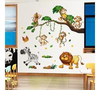 2pcs Animal Wall Stickers, Jungle Wall Stickers, Decals Monkey Lion Koala Tiger Wall Stickers, for Walls Boy Girls Baby Toddler Room Decor