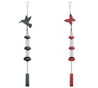 2pcs Animal Wind Chimes,Metal Windchimes, Indoors Outdoors Dragonfly Butterfly Bird Pattern Decor for Garden Lawn Patio Porch Yard (Butterflies and birds)