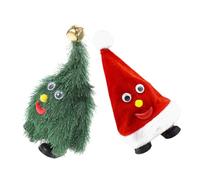 2pcs Animated Santa Hat with Singing Function Battery Operated Holiday Decoration for Home School Office Funny Xmas Tree Accessory for Festive Celebrations