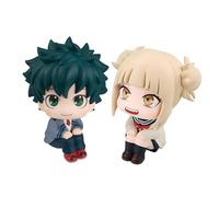 2pcs Anime MHA Mini Figurine, 10cm Midoriya Izuku Look up Figure,Toga Himiko Look up Figures Statue Cake Topper Figurine Dashboard Ornaments Fans Gift