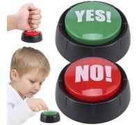 2Pcs Answer Buzzers Set, Portable Yes Button & No Button with Sound Funny Party Quiz Contest Holiday Supplies Board Games Toy, Multipurpose Game Button Classroom Dog Talking