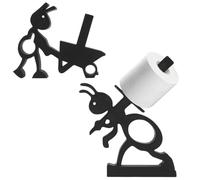 2PCS Ant Wheelbarrow Black Toilet Roll Holder, 3D Printed Unusual Toilet Roll Holder Free Standing Bathroom Set, Funky Hilarious Toilet Roll Storage, Cute Bathroom Decor