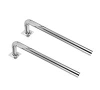 2pcs Antenna Mounting Pole Bracket Stainless Steel Silver L-shaped