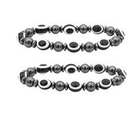 2pcs Anti Al/cohol Bracelet,Magnetic Bracelet,Beaded Bracelets for Men and Women,Multiple Functions Fashion Accessories,Black Beaded Bracelets for Daily Reminder,Unisex Fashion Jewelry Gift